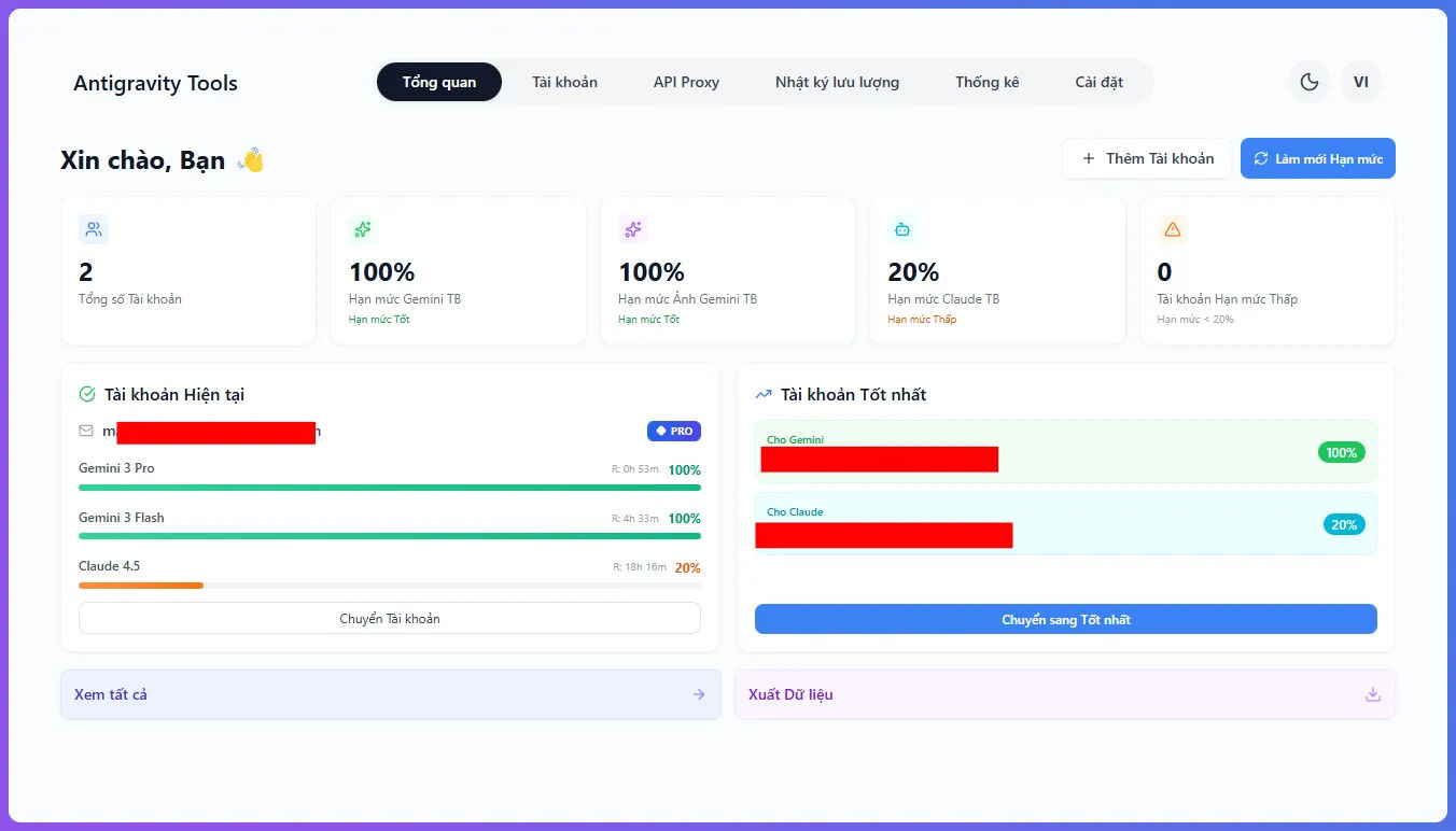 Antigravity Manager – Phần mềm quản lý nhiều tài khoản Google cho IDE AI